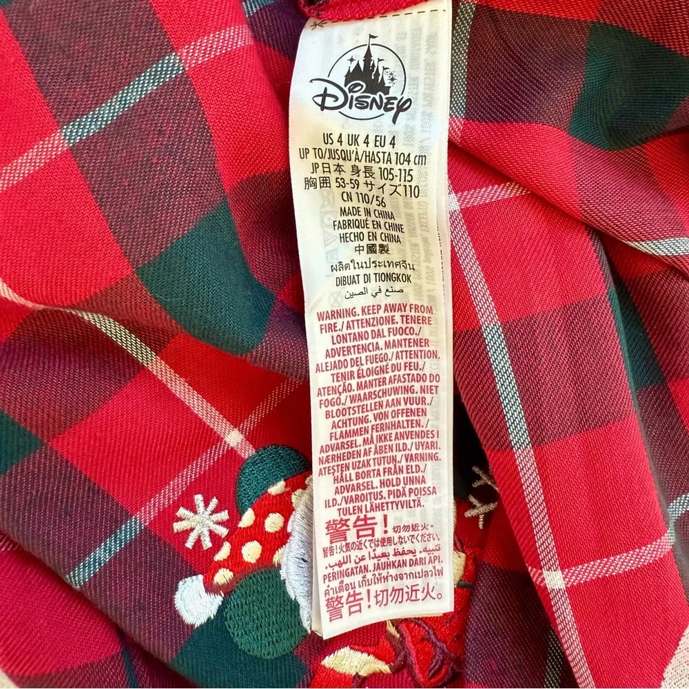EUC GIRLS SIZE 4 DISNEY OFFICIAL MINNIE MOUSE HOLIDAY PLAID FLANNEL NIGHTSHIRT